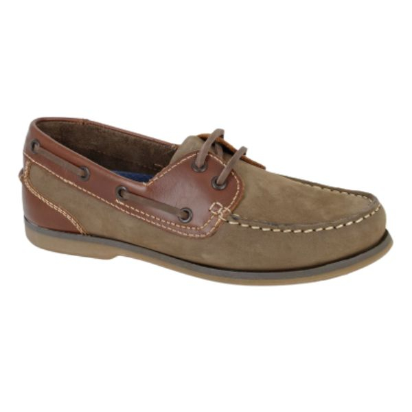 Moccasin Ladies Boat Shoe, Brown, Leather (6)